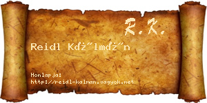 Reidl Kálmán névjegykártya